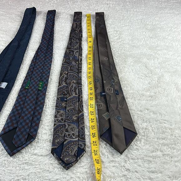 Lot of 4 neckties - bundle of blue and brown ties - vintage mixed lot - Picture 8 of 10